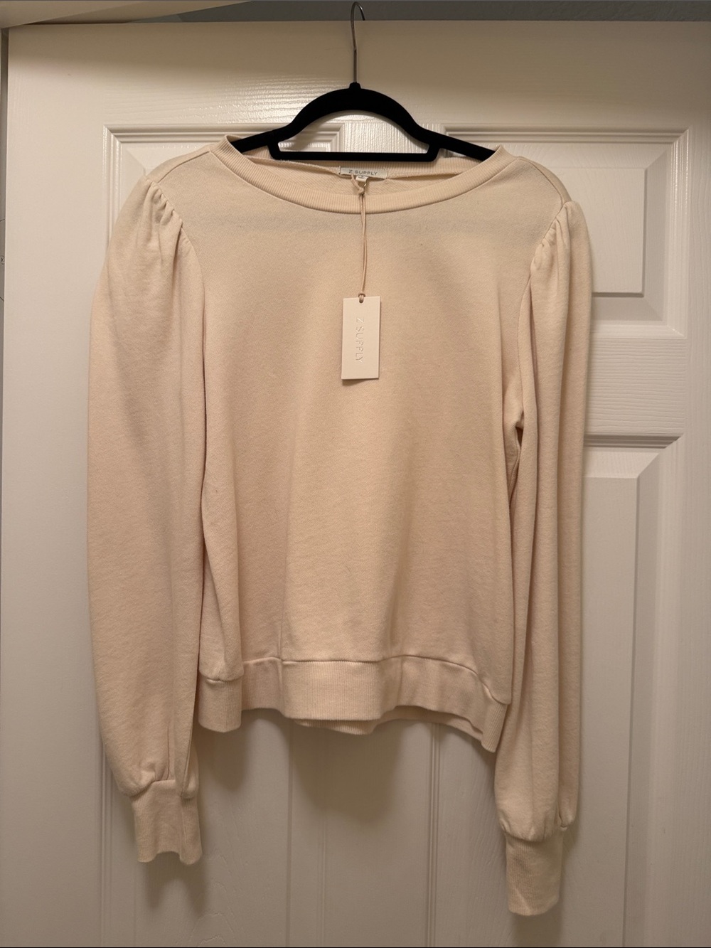 NWT Z Supply Cream Puff Shoulder Pullover Sweatshirt S